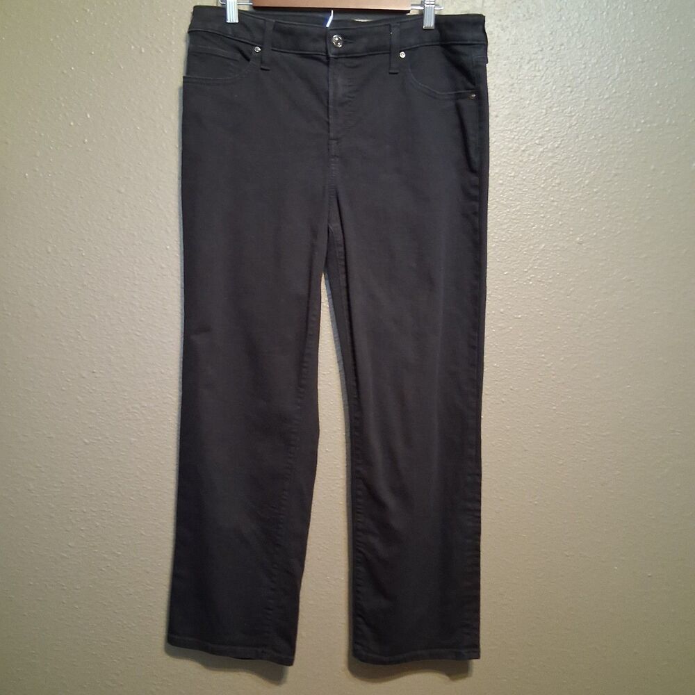 Chicos 1.5R (10R) Jeans Black So Slimming Girlfriend Straight Ankle Stretch